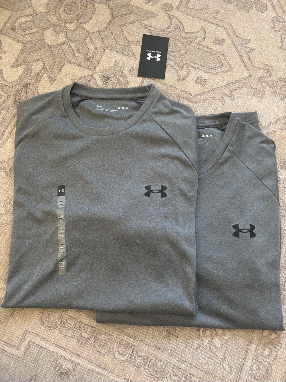 Under Armour Men's Dark Gray Short Sleeve Tech Tee - Black Logo